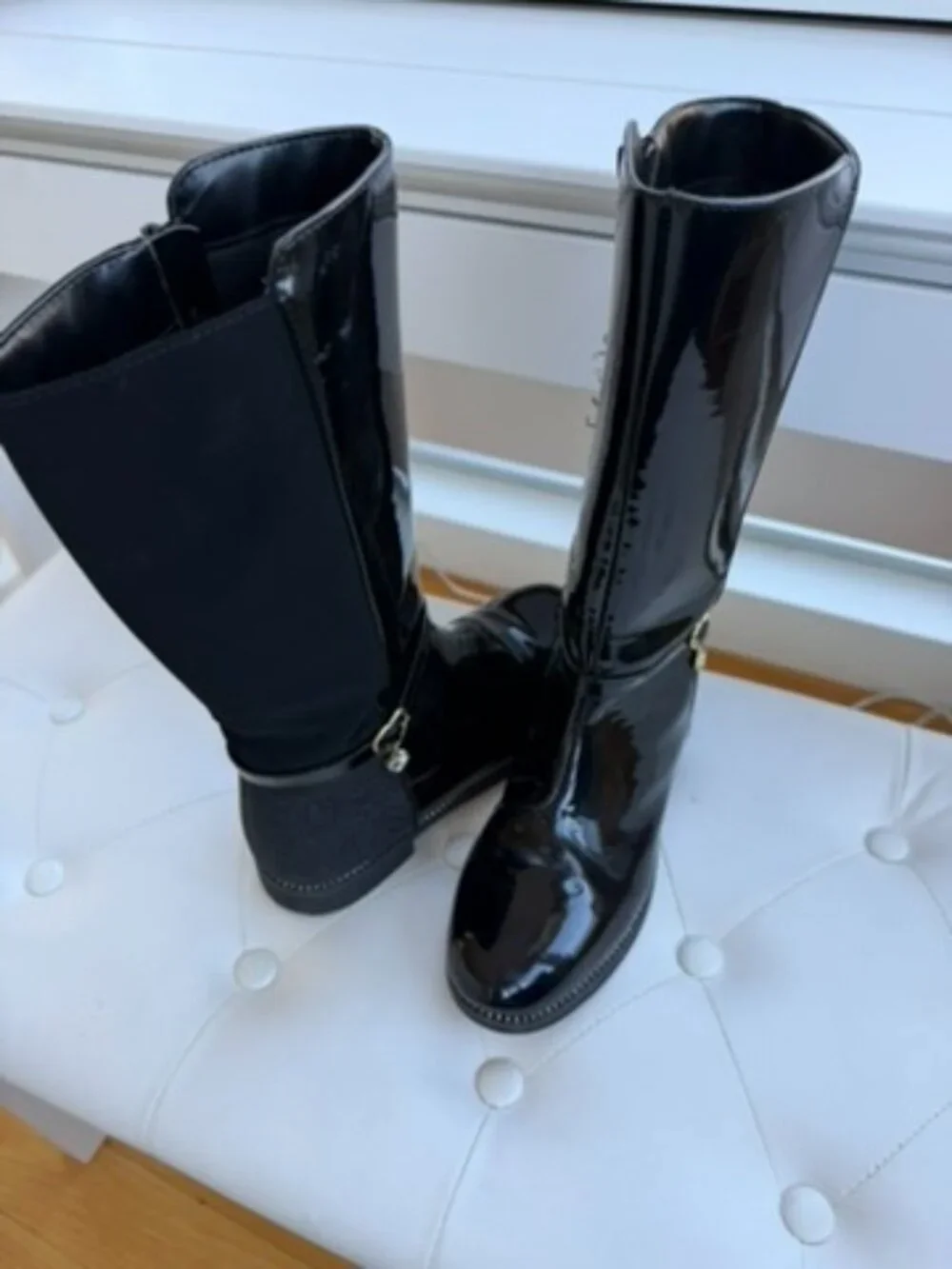 The Children's Place Girls Black Patent Tall Riding Boots Size 4